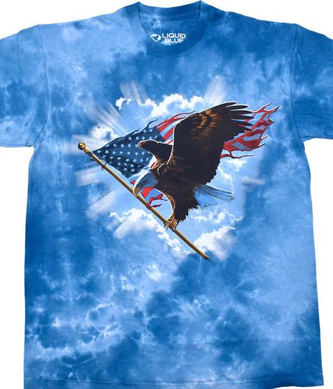 liquid blue Patriotic Flying Eagle Tie-Dye T-Shirt