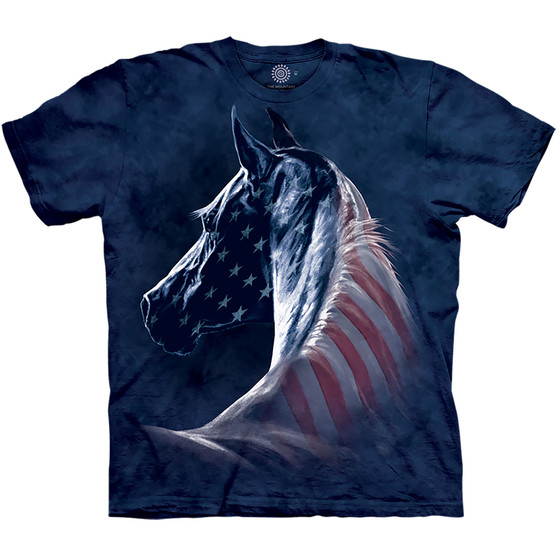 Liquid Blue Patriotic Horse Classic Cotton T-Shirt