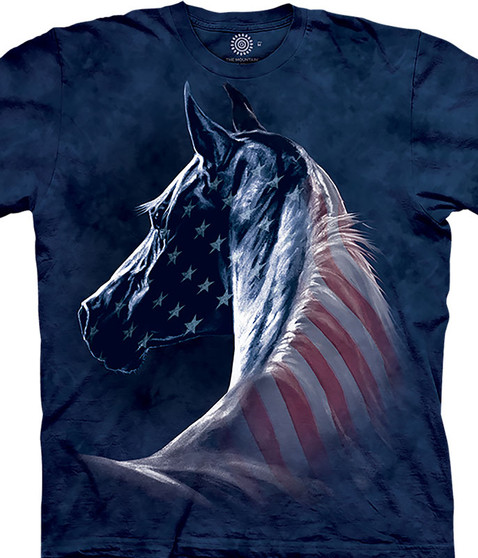 liquid blue Patriotic Horse Classic Cotton T-Shirt