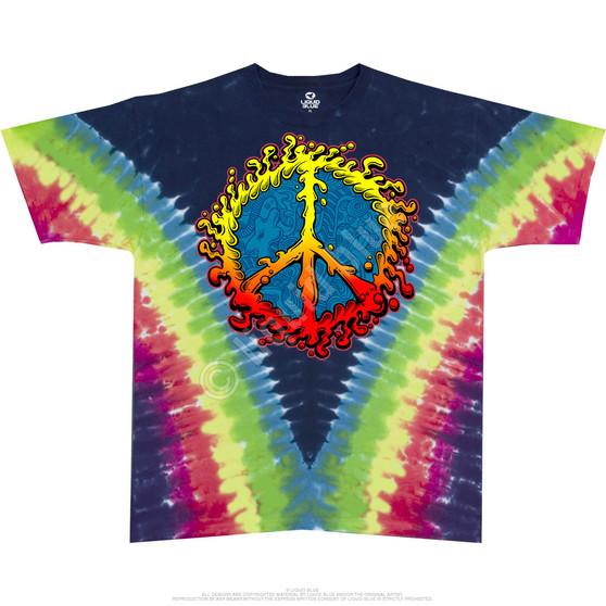 Liquid Blue Peace Amoeba Tie-Dye T-Shirt