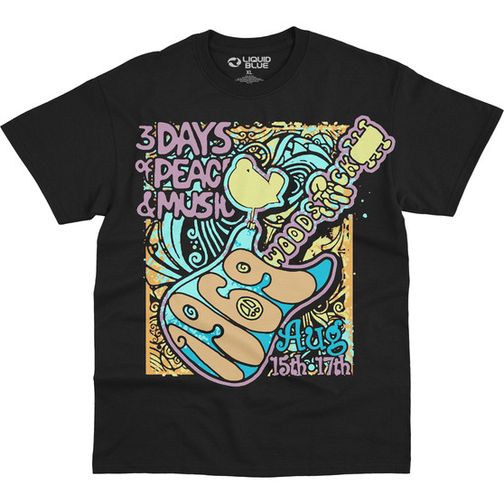 Liquid Blue Peace And Music Black T-Shirt