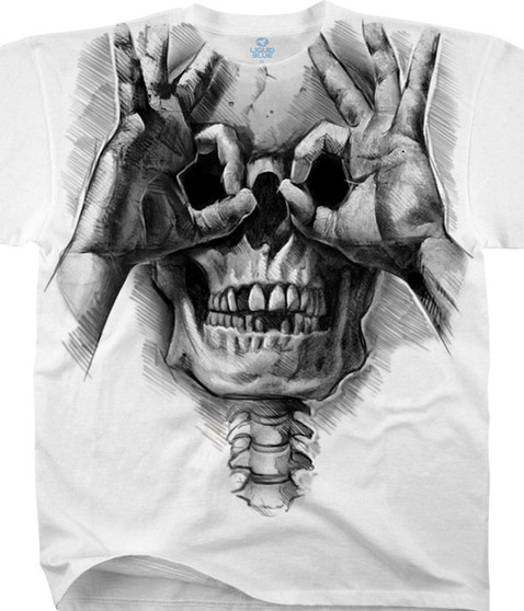 liquid blue Peek-a-Boo White T-Shirt