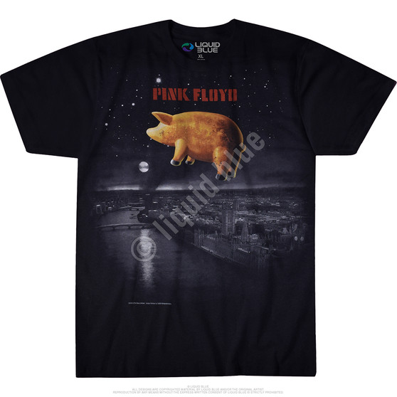 Liquid Blue Pigs Over London Black T-Shirt