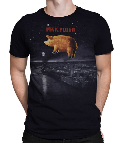 liquid blue Pigs Over London Black T-Shirt