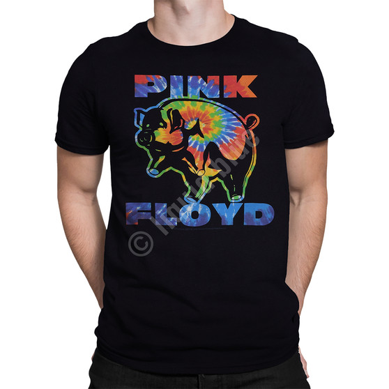 Liquid Blue Psychedelic Pig Black T-Shirt