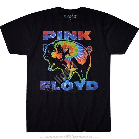 Liquid Blue Psychedelic Pig Black T-Shirt