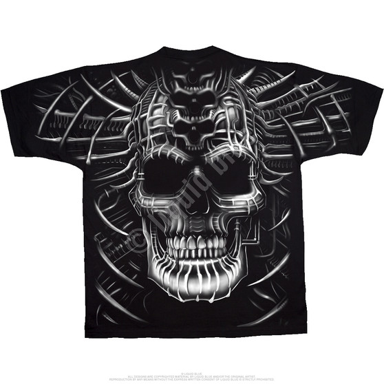 Liquid Blue Psycho Skull Black T-Shirt