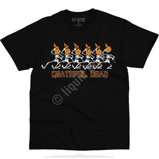 Liquid Blue Pumpkin Skellys Black T-Shirt