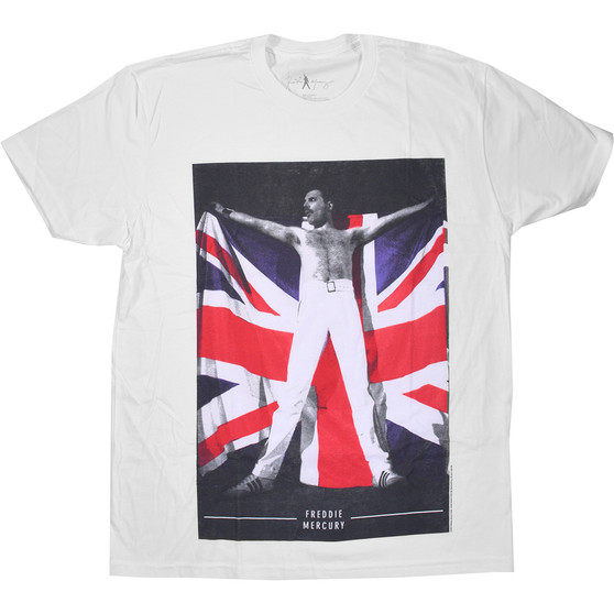 Liquid Blue Queen Freddie Flag White T-Shirt