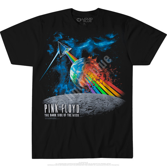 Liquid Blue Rainbow Attack Black T-Shirt