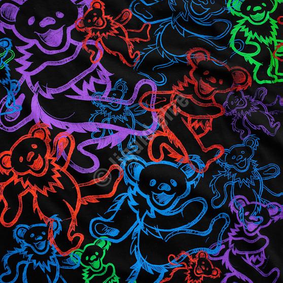 Liquid Blue Rainbow Bears Black T-Shirt