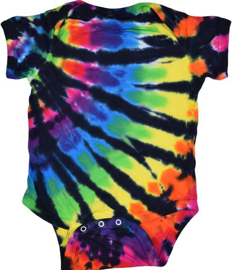 liquid blue Rainbow Black Streak Tie-Dye Onesie