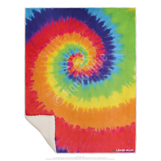 Liquid Blue Rainbow Spiral Fleece Throw Blanket