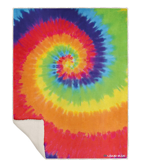 liquid blue Rainbow Spiral Fleece Throw Blanket