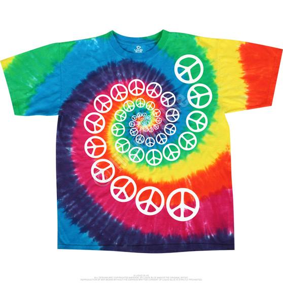 Liquid Blue Rainbow Spiral Peace Tie-Dye T-Shirt