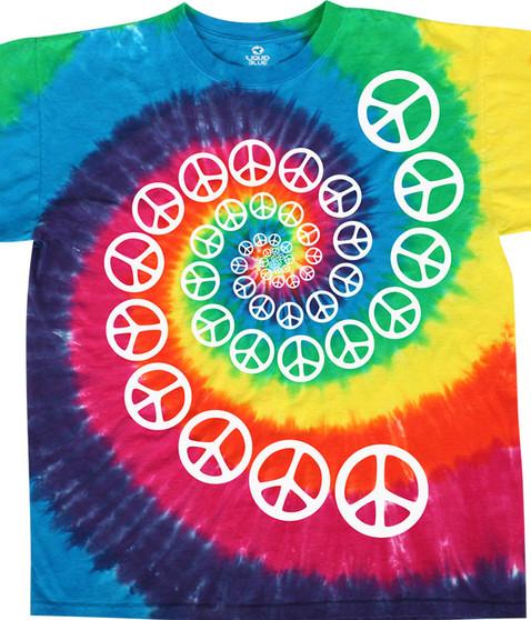 liquid blue Rainbow Spiral Peace Tie-Dye T-Shirt