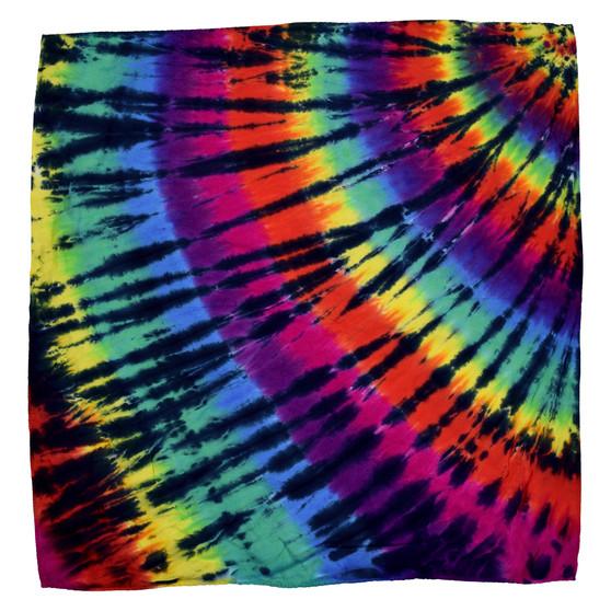 Liquid Blue Rainbow Spiral Streak Tie-Dye Bandana