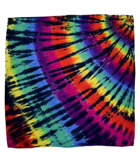 liquid blue Rainbow Spiral Streak Tie-Dye Bandana