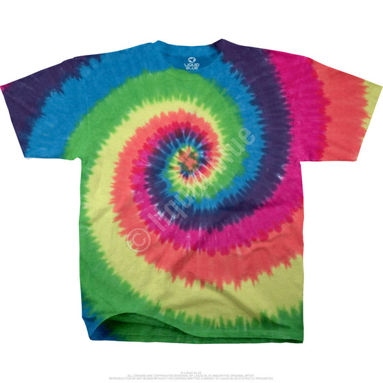 Liquid Blue Rainbow Spiral Youth Tie-Dye T-Shirt