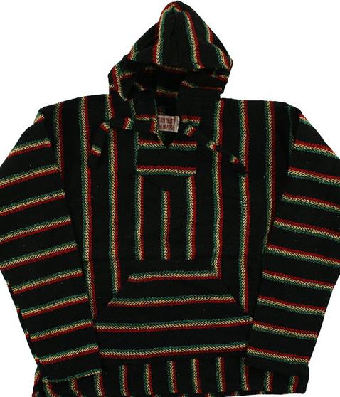 liquid blue Rasta Baja Pullover Black Hoodie