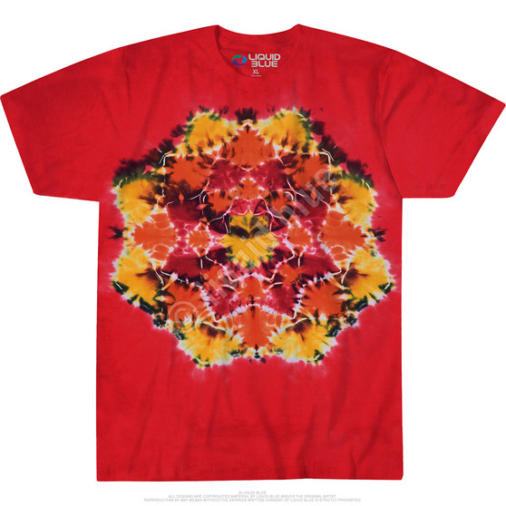 Liquid Blue Red Mandala Unprinted Tie-Dye T-Shirt