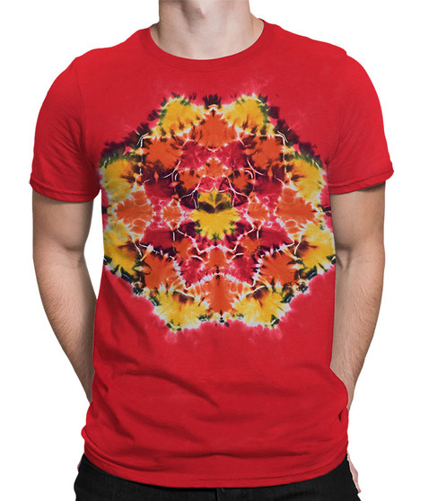 liquid blue Red Mandala Unprinted Tie-Dye T-Shirt