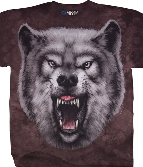 liquid blue Roaring Wolf Tie-Dye T-Shirt