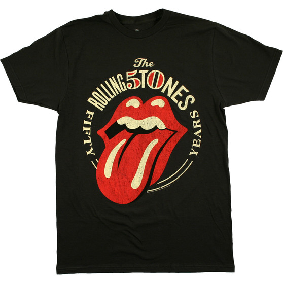 Liquid Blue Rolling Stones 50 Years Black T-Shirt