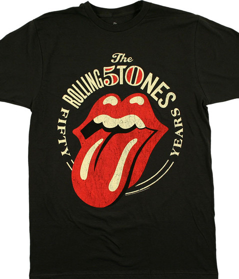 liquid blue Rolling Stones 50 Years Black T-Shirt