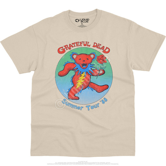 Liquid Blue Rose Bear 88 Tan T-Shirt