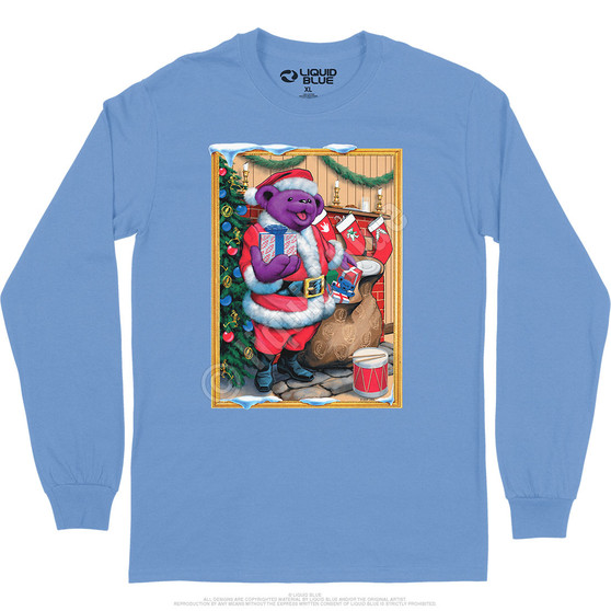 Liquid Blue Santa Bear Long Sleeve T-Shirt