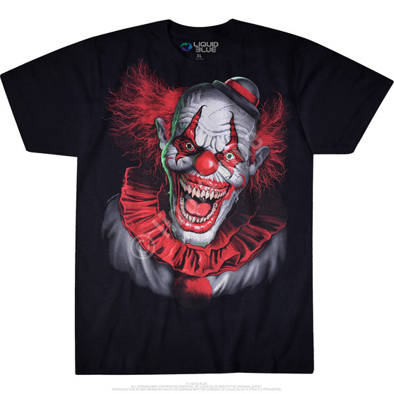 Liquid Blue Scary Clown Black T-Shirt