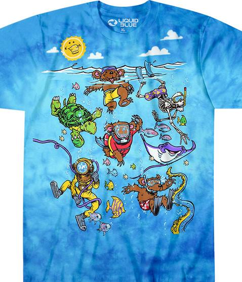 liquid blue Sea Swimming Tie-Dye T-Shirt
