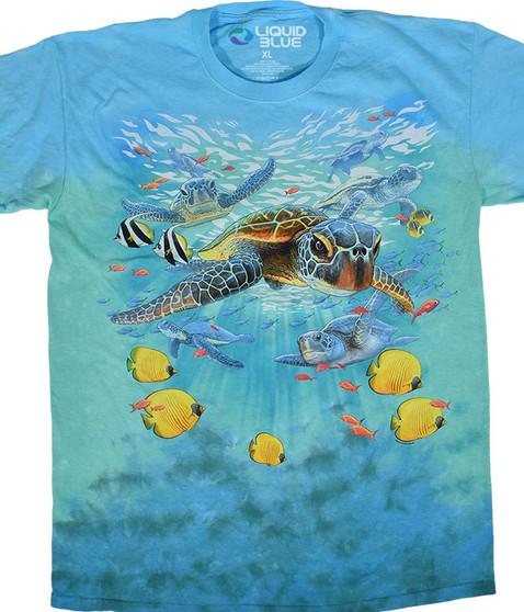liquid blue Sea Turtles Tie-Dye T-Shirt