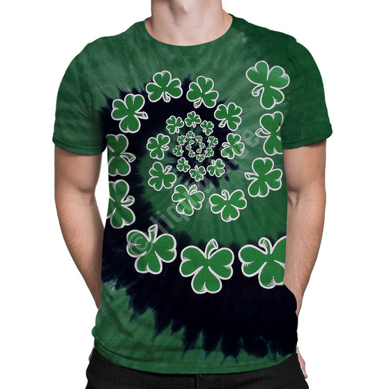 Liquid Blue Shamrock Spiral Tie-Dye T-Shirt