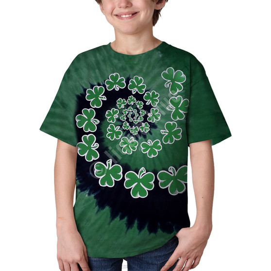 Liquid Blue Shamrock Spiral Youth Tie-Dye T-Shirt