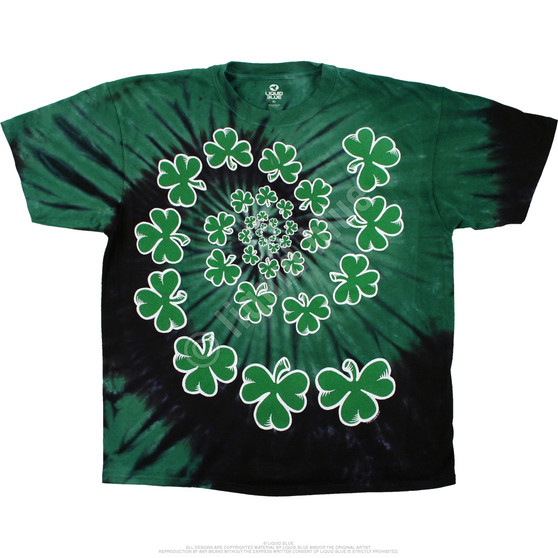 Liquid Blue Shamrock Spiral Youth Tie-Dye T-Shirt