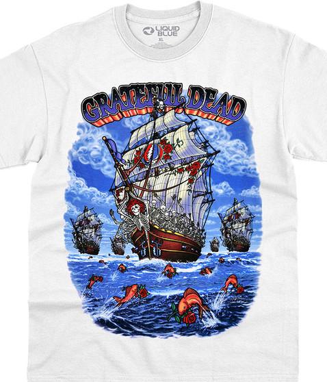 liquid blue Ship of Fools White T-Shirt