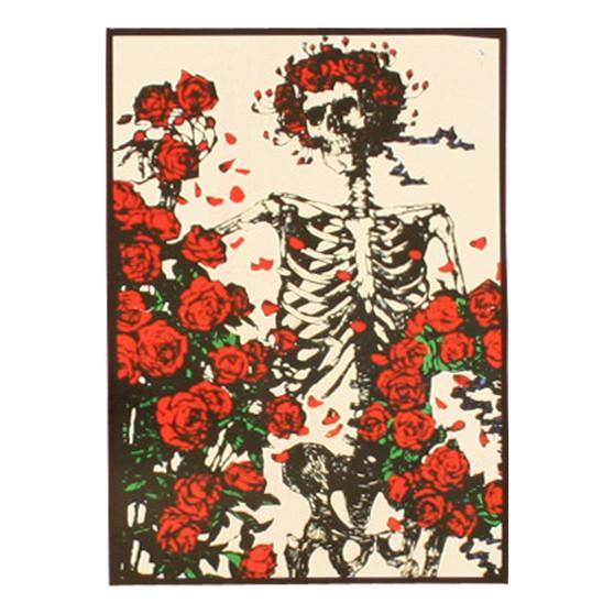 Liquid Blue Skeleton And Roses Tapestry