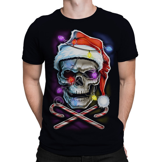 Liquid Blue Skull And Cross Canes Black T-Shirt