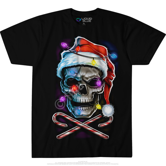 Liquid Blue Skull And Cross Canes Black T-Shirt