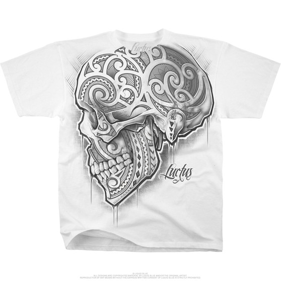 Liquid Blue Skull De Luctus White T-Shirt