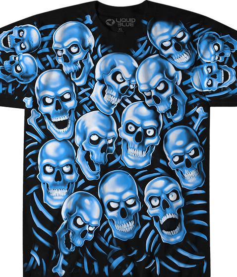 liquid blue Skull Pile Blue Black T-Shirt