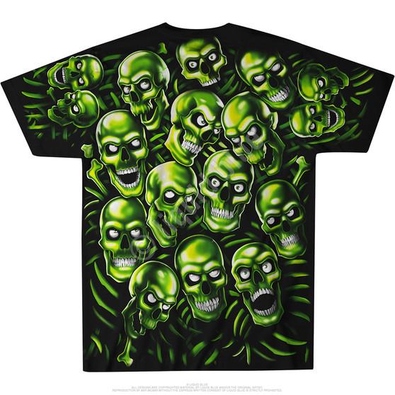Liquid Blue Skull Pile Green Black T-Shirt