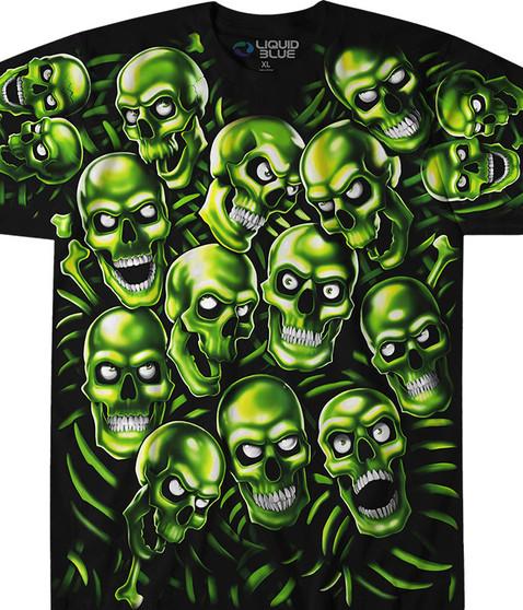 liquid blue Skull Pile Green Black T-Shirt