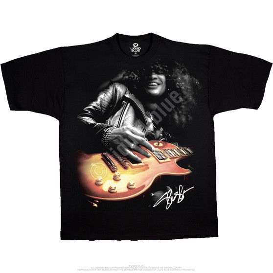 Liquid Blue Slash Guitar Black T-Shirt
