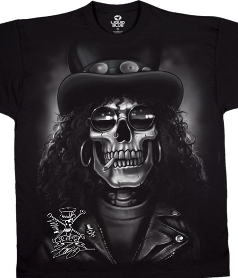 liquid blue Slash Skull Black T-Shirt