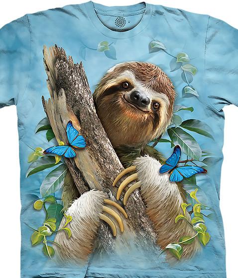 liquid blue Sloth & Butterflies Kids' T-Shirt