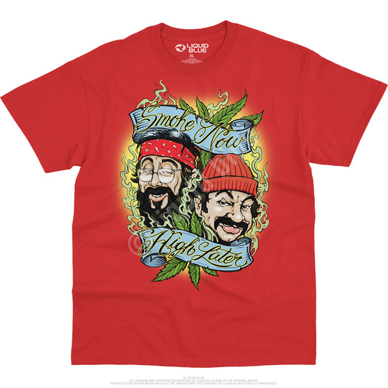 Liquid Blue Smoke Now High Later Red T-Shirt