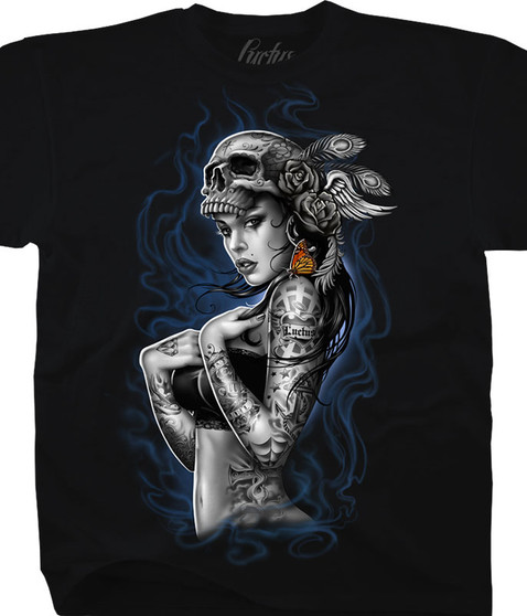 liquid blue Smoke Tattoo Black T-Shirt